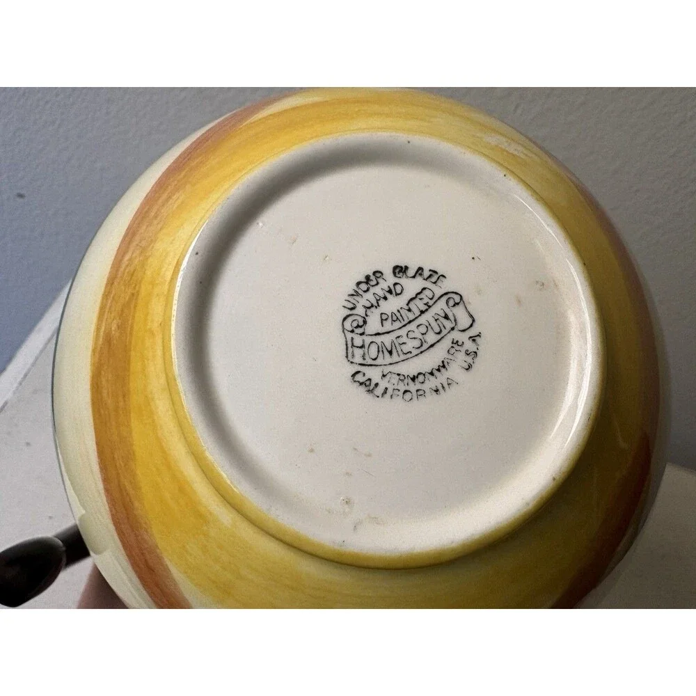 Vintage '40s/'50sVernon Kilns Vernonware Homespun Coffee Carafe with Stopper Lid